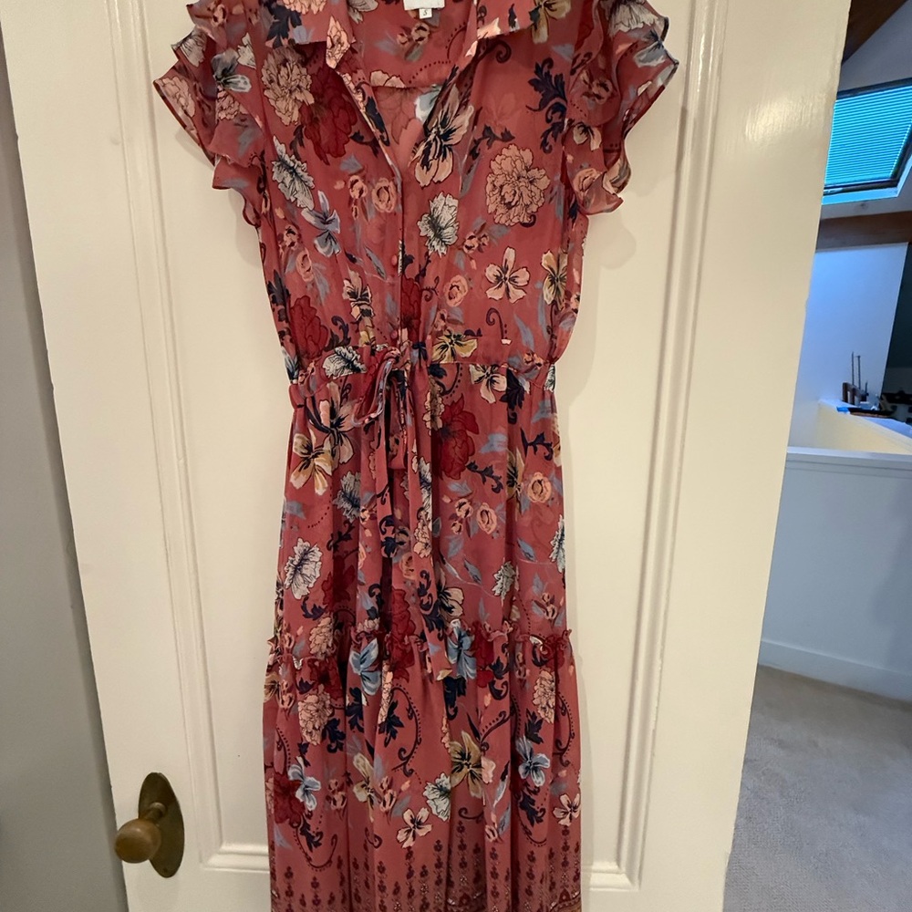 Misa Los Angeles Pink Ruffled Tie Front Sundress